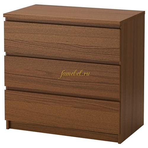 Комод, три ящика Стефани 1, цвет орех, Ш.В.Г. 70х75х45 см.