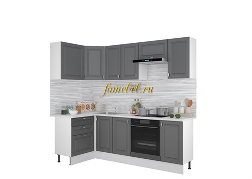 Кухня Ева мдф 120х240 цвет графит софт